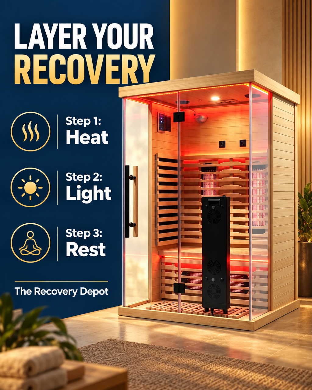Layer your recovery: heat, light, rest
