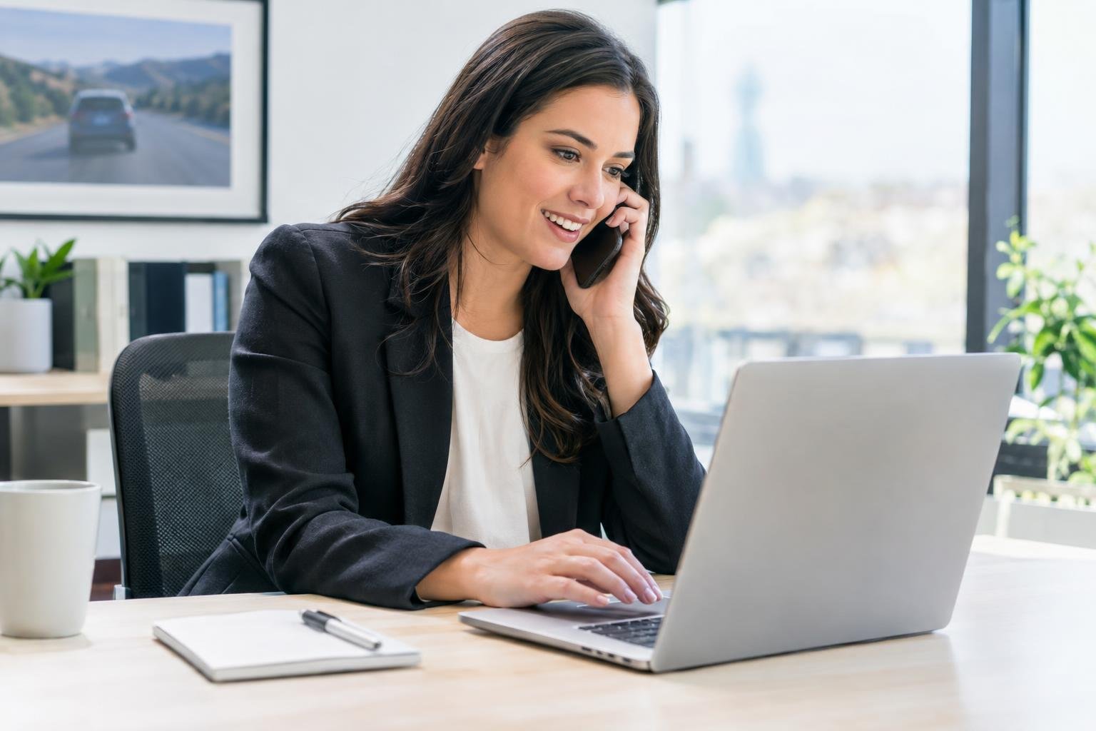 Insurance agent quickly preparing an auto insurance quote