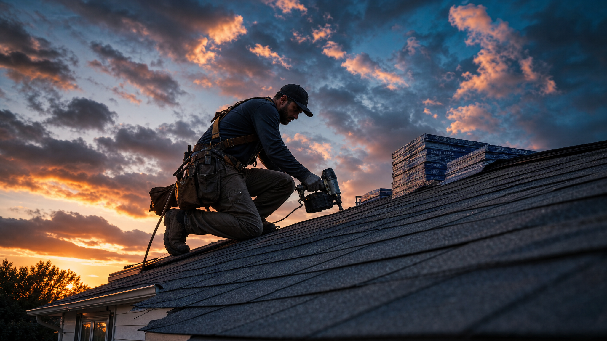 Roofer at work