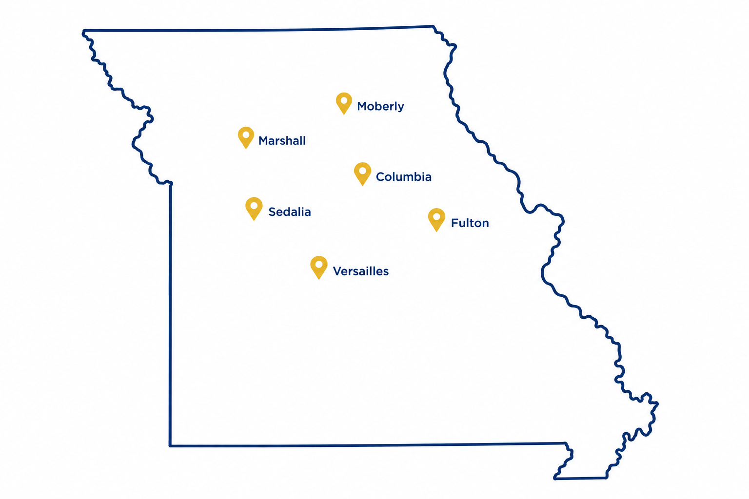 Powerhouse CDC locations across Missouri -- Moberly, Marshall, Columbia, Sedalia, Fulton, Versailles